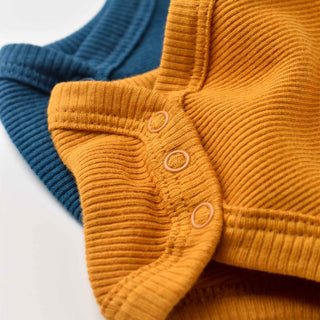 BabyCosy Bodysuits Ribbed Envelope Neckline Long Sleeve Bodysuit 2-Pack in Blue Orange