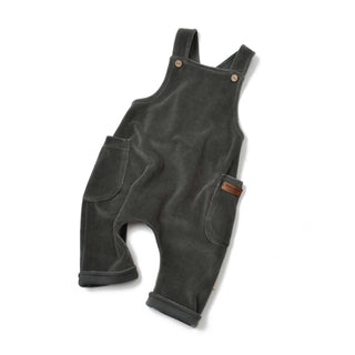 BabyCosy Dungarees 3-6 Months Teddy Velour Baby Dungarees in Anthracite