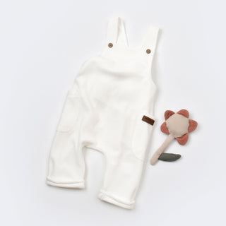 BabyCosy Dungarees 3-6 Months Teddy Velour Baby Dungarees in Ecru