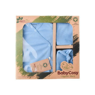 BabyCosy Gifts 0-3 Months / Blue Shades GOTS Organic Cotton 5-Piece Newborn Set in Blue