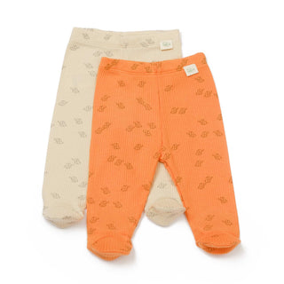 BabyCosy Leggings 0-3 Months / Beige Orange Ribbed Elephant Modal & Organic Cotton Leggings 2-Pack