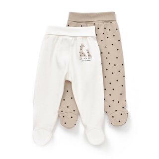 BabyCosy Leggings 0-3 Months / Ecru Giraffe GOTS Organic Cotton Baby Leggings 2-Pack