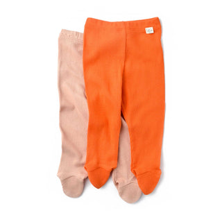 BabyCosy Leggings 0-3 Months / Orange Salmon Ribbed Organic Cotton & Modal Leggings 2-Pack