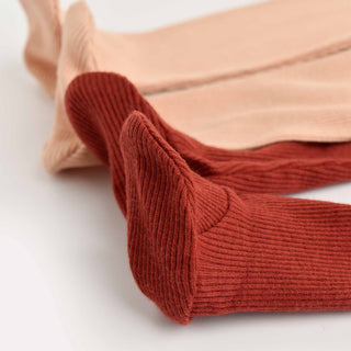 BabyCosy Leggings Ribbed Organic Cotton & Modal Leggings 2-Pack in Red Salmon
