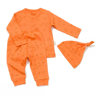 BabyCosy Outfit Sets 3-6 Months / Orange Ribbed Elephant Modal & Organic Cotton Outfit Set 3-Piece