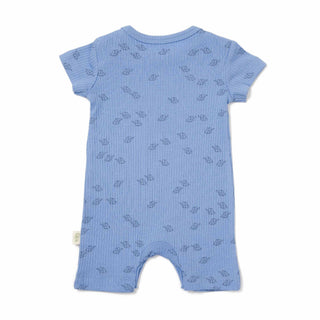 BabyCosy Rompers Ribbed Elephant Modal & Organic Cotton Romper 2-Pack in Ecru Blue