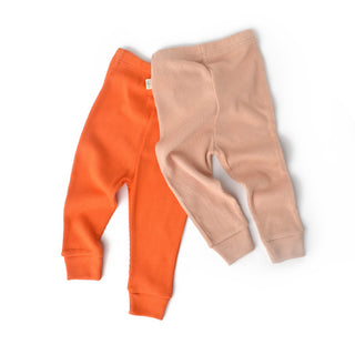 BabyCosy Trousers 3-6 Months / Orange Salmon Ribbed Organic Cotton & Modal Trousers 2-Pack