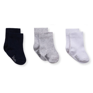 Bebetto Accessories 0-3 Months / Navy-Blue Grey Ecru Newborn Baby Boy Cotton Rich Socks 3 Pack Mix