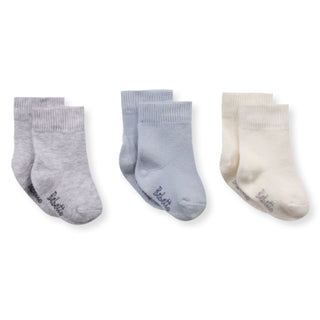 Bebetto Accessories 0-3 Months Newborn Baby Boy Cotton Rich Socks 3 Pack Mix in Grey, Blue and Ecru