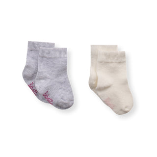 Bebetto Accessories 0-6 Months Baby Girl Cotton Rich Socks (0-3 Yrs) 2 Pack Mix in Ecru and Grey