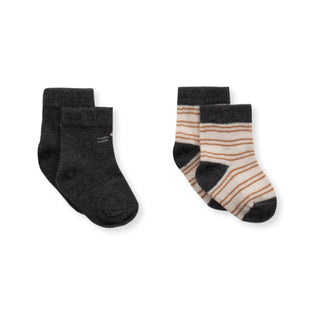 Bebetto Accessories 0-6 Months / Black Baby Cotton Rich Stripe Socks (0-3 Yrs) 2 Pack Mix in Black