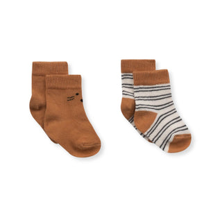 Bebetto Accessories 0-6 Months / Brown Baby Cotton Rich Stripe Socks (0-3 Yrs) 2 Pack Mix in Brown