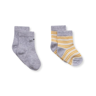 Bebetto Accessories 0-6 Months / Grey Baby Cotton Rich Stripe Socks (0-3 Yrs) 2 Pack Mix