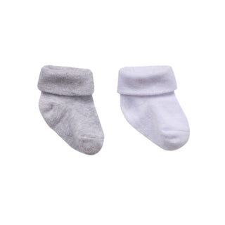 Bebetto Accessories 0-6 Months / Grey White Baby Cotton Rich Roll Top Socks (0-2 Yrs) 2 Pack Mix in Grey and White