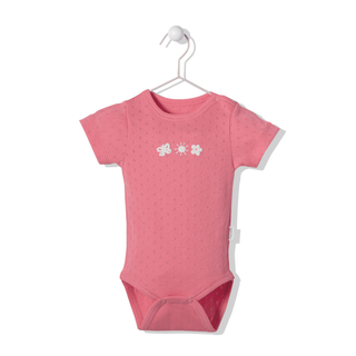 Bebetto Bodysuits 0-3 Months Sun & Friends Embroidered Openwork Baby Girl Bodysuit in Pink