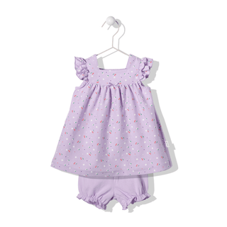 Bebetto Dresses 6-9 Months Fruity 2 Piece Baby Girl Dress & Bloomer Set in Purple