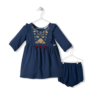 Bebetto Dresses Festivity 2 Piece Dress & Bloomer with Frills in Blue