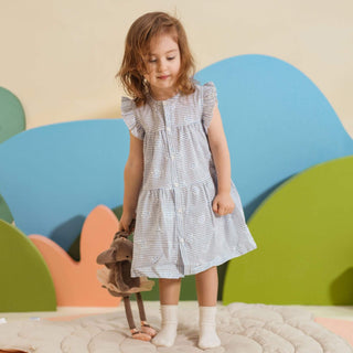 Bebetto Dresses Pastel Minis 2 Piece Dress with Frills & Bloomer Set in Blue