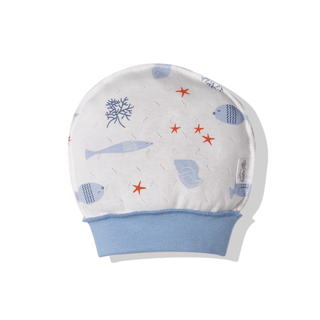 Bebetto Hats 0-3 Months / White Navy Life Outside Seams Openwork Printed Hat