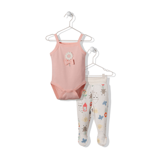 Bebetto Outfit Sets 0-1 Months / Salmon Jolly Good 2 Piece Baby Girl Vest & Leggings Set