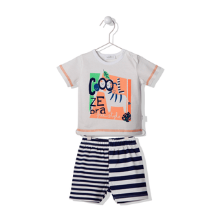 Bebetto Outfit Sets 6-9 Months Just Fun 2 Piece Zebra T-Shirts & Shorts Set in Blue
