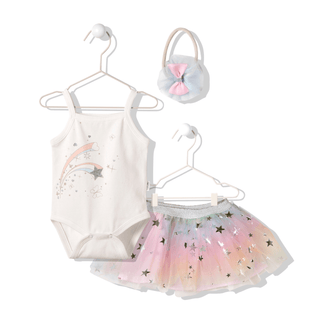 Bebetto Outfit Sets 9-12 Months / Pink Fairies 3 Piece Top & Tulle Skirt Set