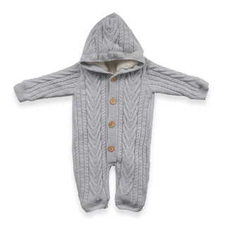 Bebetto Pramsuits 3-6 Months Bebetto Knit Wool Hooded Baby Pramsuit in Blue