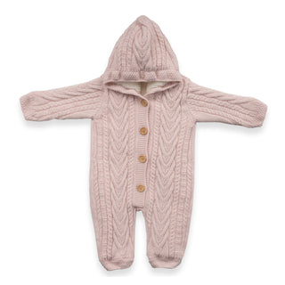 Bebetto Pramsuits 3-6 Months Bebetto Knit Wool Hooded Baby Pramsuit in Pink