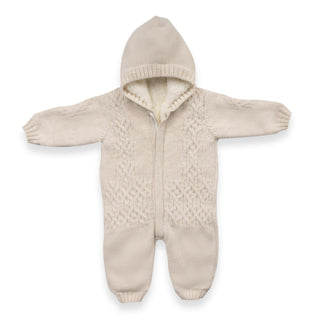 Bebetto Pramsuits 3-6 Months Bebetto Knit Wool Zip Up Baby Pramsuit in Ecru