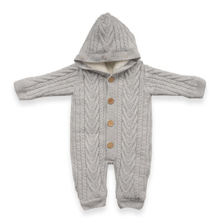 Bebetto Pramsuits 3-6 Months / Grey Bebetto Knit Wool Hooded Baby Pramsuit