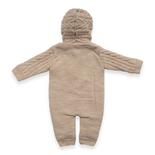Bebetto Pramsuits Bebetto Knit Wool Hooded Baby Pramsuit in Beige