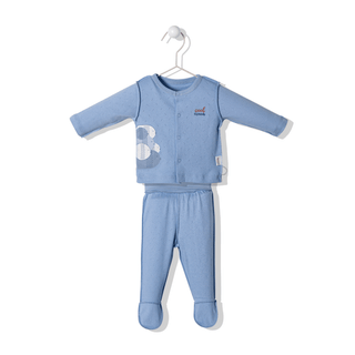 Bebetto Pyjamas 0-1 Months / Blue Navy Life Outside Seams Openwork Cotton Pyjamas Set