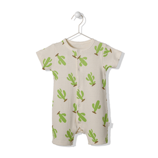 Bebetto Rompers 3-6 Months / Green Cute Cactus Waffle Romper