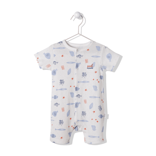 Bebetto Rompers 3-6 Months / White Navy Life Openwork Printed Romper