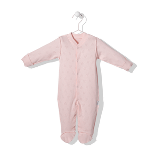 Bebetto Sleepsuits 0-1 Months / Pink Pastel Minis Outside Seams Hearts Openwork Sleepsuit