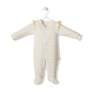 Bebetto Sleepsuits 0-1 Months / Yellow Sun & Friends Embroidered Openwork Baby Girl Sleepsuit