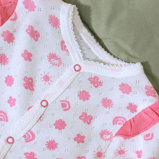 Bebetto Sleepsuits Sun & Friends Embroidered Openwork Baby Girl Sleepsuit