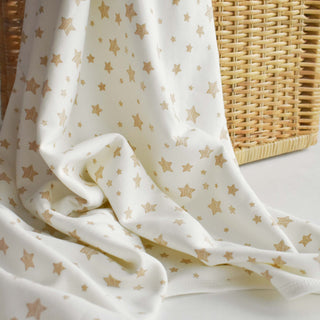 BabyCosy Blankets 85 x 85 cm Stars GOTS Organic Cotton Baby Blanket in Ecru