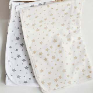 BabyCosy Blankets 85 x 85 cm Stars GOTS Organic Cotton Baby Blanket in Ecru