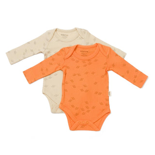 BabyCosy Bodysuits 0-3 Months / Beige Orange Ribbed Elephant Modal & Organic Cotton Bodysuit 2-Pack