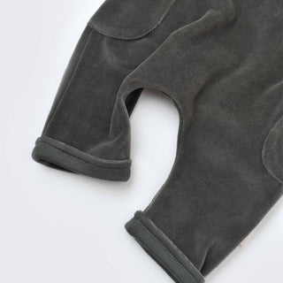 BabyCosy Dungarees Teddy Velour Baby Dungarees in Anthracite