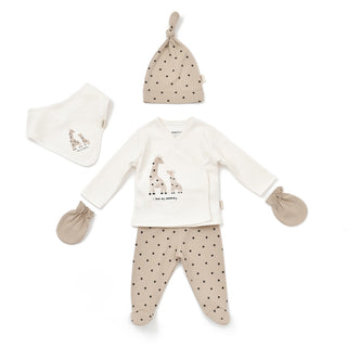 BabyCosy Gifts 0-3 Months / Ecru Giraffe GOTS Organic Cotton 5-Piece Set