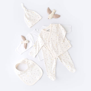 BabyCosy Gifts 0-3 Months / Ecru Shades GOTS Organic Cotton 5-Piece Newborn Set