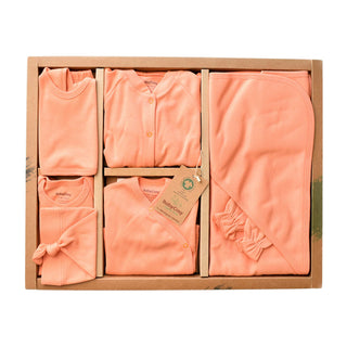 BabyCosy Gifts 0-3 Months Shades GOTS Organic Cotton 10-Piece Newborn Set in Coral