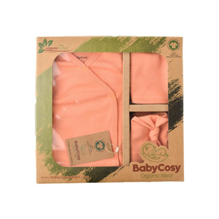 BabyCosy Gifts 0-3 Months Shades GOTS Organic Cotton 5-Piece Newborn Set in Coral