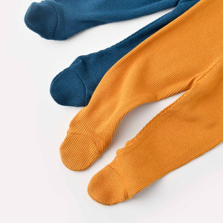 BabyCosy Leggings Ribbed Organic Cotton & Modal Leggings 2-Pack in Blue Orange