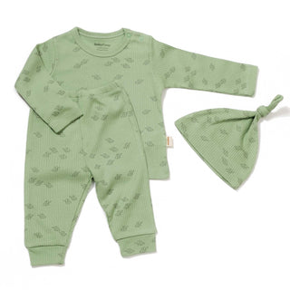 BabyCosy Outfit Sets 3-6 Months Ribbed Elephant Modal & Organic Cotton Outfit Set 3-Piece in Green