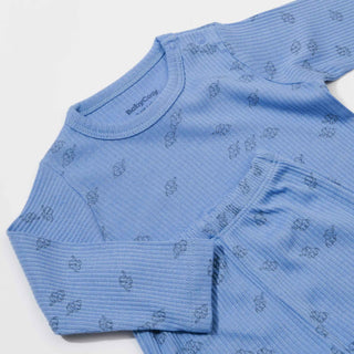 BabyCosy Outfit Sets Ribbed Elephant Modal & Organic Cotton Outfit Set 3-Piece in Blue
