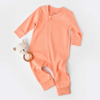 BabyCosy Sleepsuits 3-6 Months / Coral Shades GOTS Organic Cotton Zip-Up Footless Sleepsuit