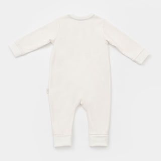 BabyCosy Sleepsuits Giraffe GOTS Organic Cotton Zip Up Footless Sleepsuit in Ecru